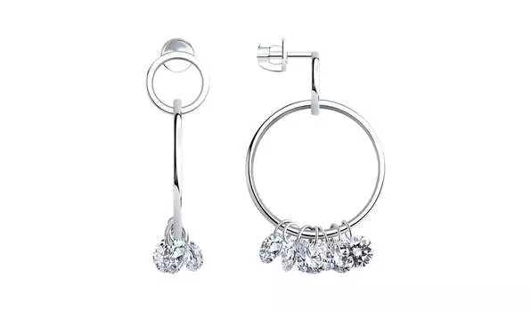 Серьги серебряные Sokolov с фианитами