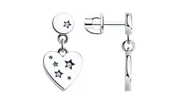 Серьги серебряные Sokolov с фианитами