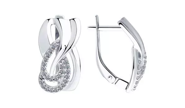 Серьги серебряные Sokolov с фианитами