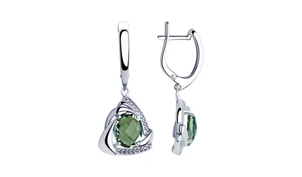 Серьги серебряные Sokolov с кварцем и фианитами