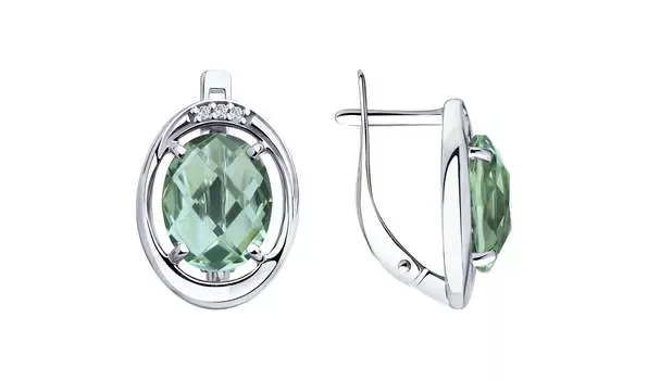 Серьги серебряные Sokolov с кварцем и фианитами