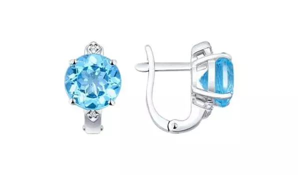 Серьги серебряные Sokolov с топазами и фианитами