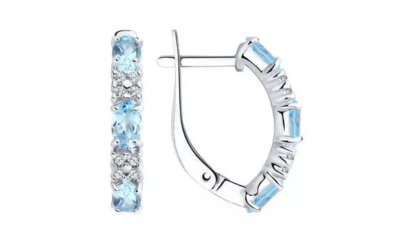 Серьги серебряные Sokolov с топазами и фианитами