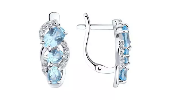 Серьги серебряные Sokolov с топазами и фианитами