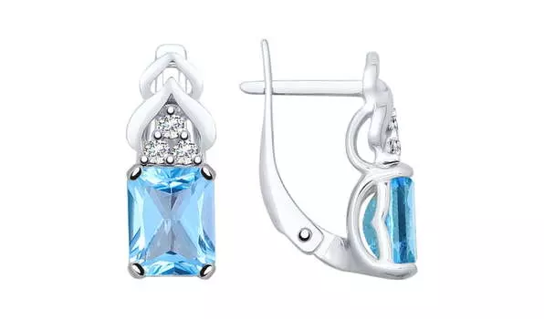 Серьги серебряные Sokolov с топазами и фианитами