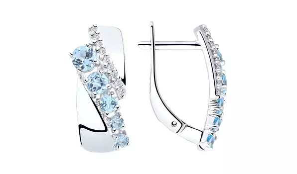 Серьги серебряные Sokolov с топазами и фианитами