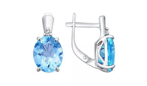 Серьги серебряные Sokolov с топазами и фианитами