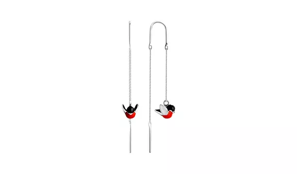 Серьги серебряные Sokolov «Снегирь» с фианитами