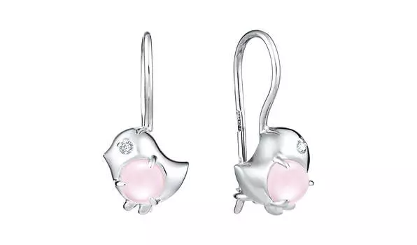 Серьги серебряные Талант «Птичка» с фианитами