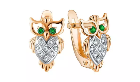 Серьги серебряные Талант «Сова» с фианитами