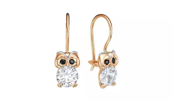 Серьги золотые Delta «Сова» с фианитами