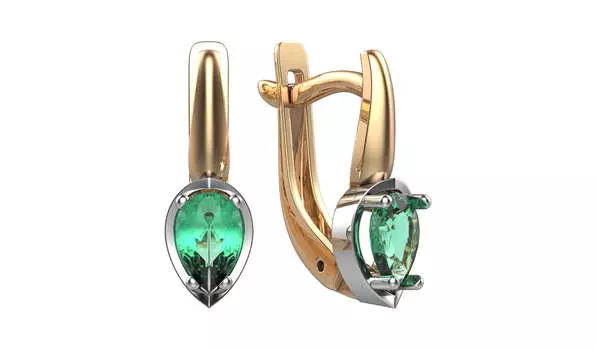 Серьги золотые Империал с изумрудами