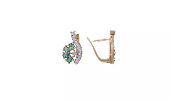 Серьги золотые Эльтон с бриллиантами и изумрудами