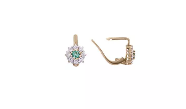 Серьги золотые Эльтон с бриллиантами и изумрудами