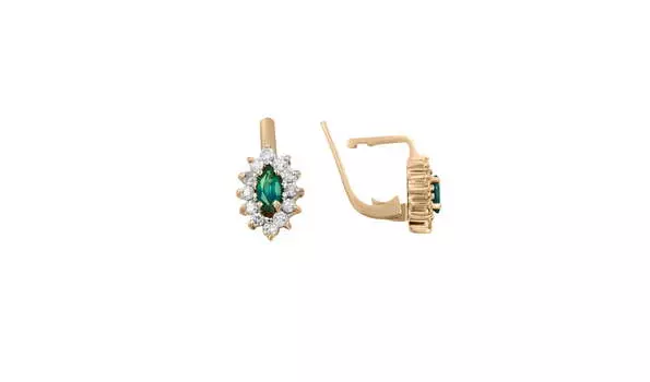 Серьги золотые Эльтон с бриллиантами и изумрудами