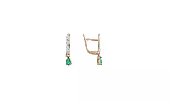 Серьги золотые Эльтон с бриллиантами и изумрудами