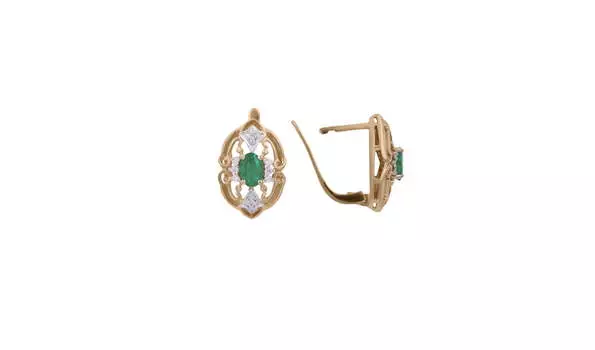 Серьги золотые Эльтон с бриллиантами и изумрудами