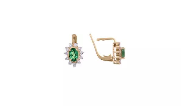 Серьги золотые Эльтон с бриллиантами и изумрудами
