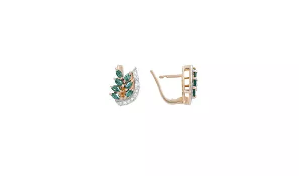 Серьги золотые Эльтон с бриллиантами и изумрудами