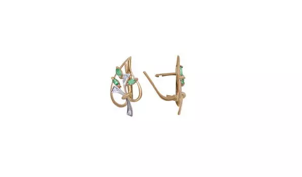 Серьги золотые Эльтон с бриллиантами и изумрудами