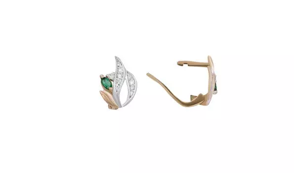 Серьги золотые Эльтон с бриллиантами и изумрудами