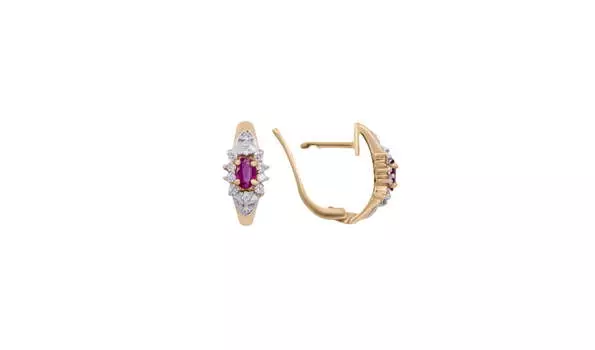 Серьги золотые Эльтон с бриллиантами и рубинами