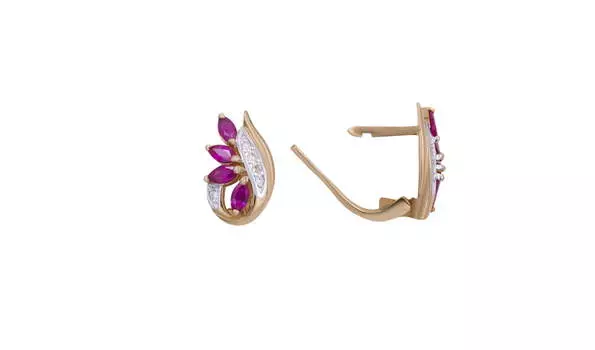 Серьги золотые Эльтон с бриллиантами и рубинами