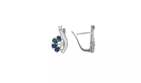 Серьги золотые Эльтон с бриллиантами и сапфирами