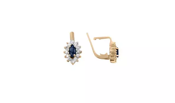 Серьги золотые Эльтон с бриллиантами и сапфирами