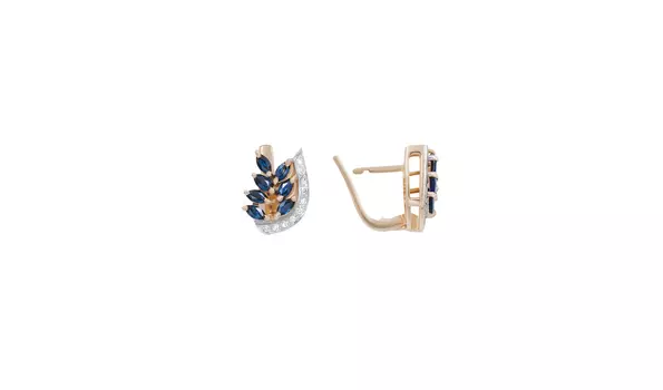 Серьги золотые Эльтон с бриллиантами и сапфирами