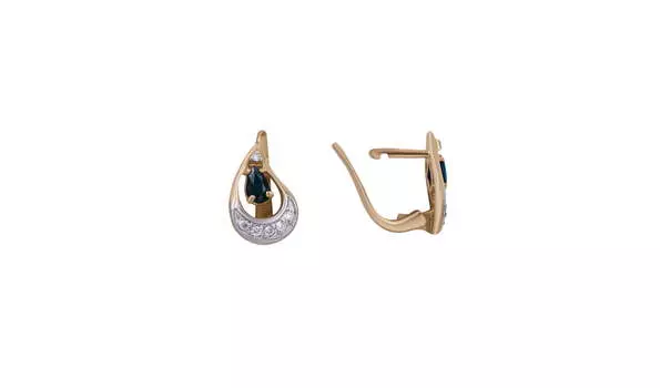 Серьги золотые Эльтон с бриллиантами и сапфирами