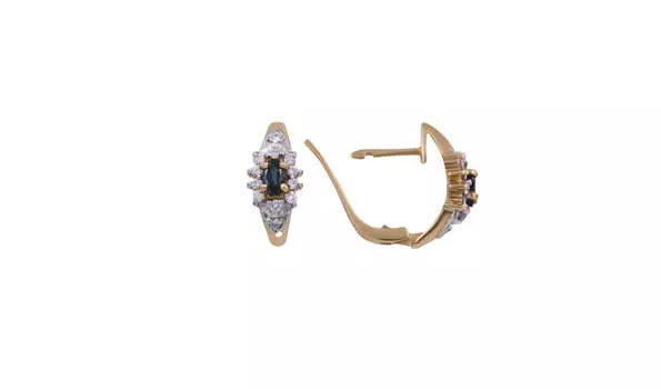 Серьги золотые Эльтон с бриллиантами и сапфирами