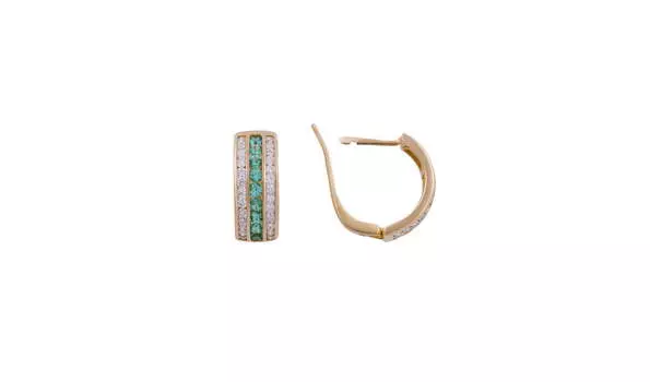 Серьги золотые Эльтон с изумрудами и бриллиантами