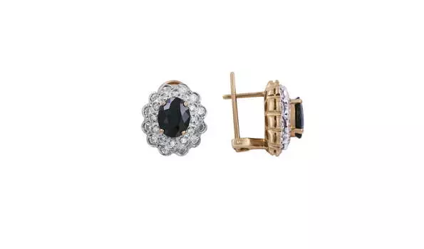 Серьги золотые Эльтон с сапфирами и бриллиантами