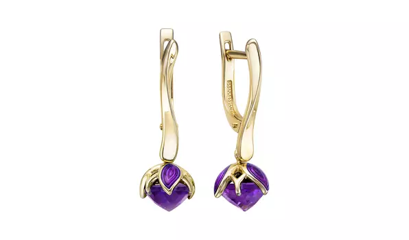 Серьги золотые Ювелирные традиции с аметистами