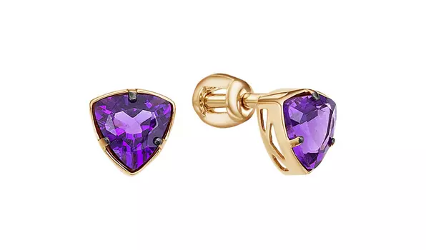 Серьги золотые Ювелирные традиции с аметистами