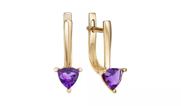 Серьги золотые Ювелирные традиции с аметистами