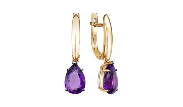 Серьги золотые Ювелирные традиции с аметистами