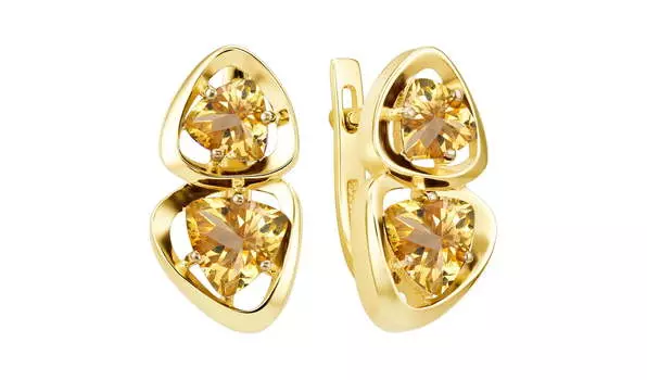 Серьги золотые Ювелирные традиции с цитринами