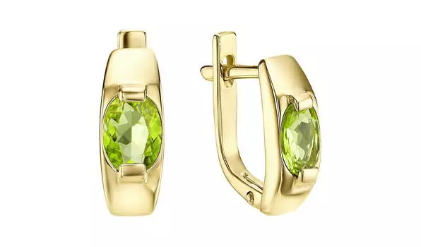 Серьги золотые Ювелирные традиции с хризолитами