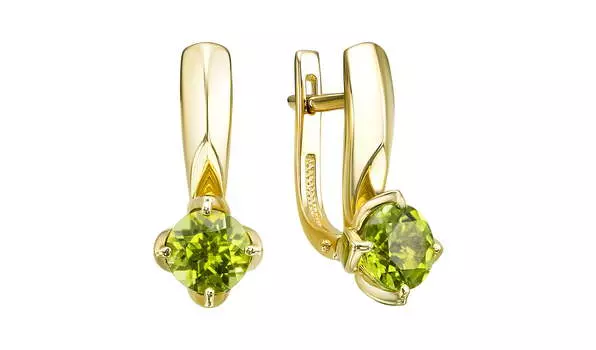 Серьги золотые Ювелирные традиции с хризолитами