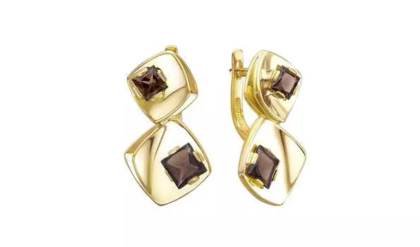 Серьги золотые Ювелирные традиции с раух топазом
