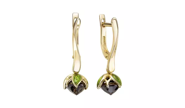 Серьги золотые Ювелирные традиции с раух топазом