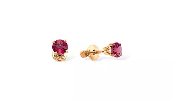 Серьги золотые Ювелирные традиции с родолитами