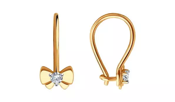 Серьги золотые Sokolov «Бантик» с фианитами