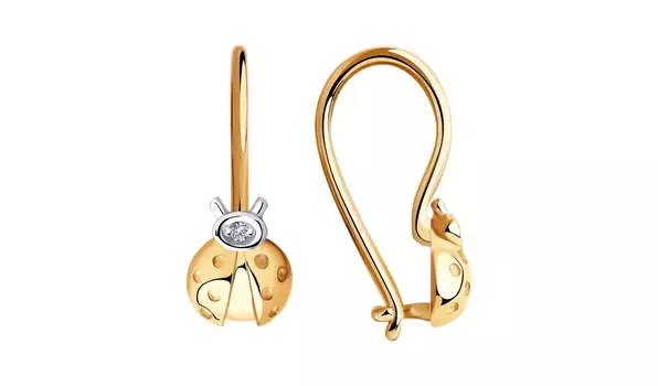 Серьги золотые Sokolov «Божьи коровки» с бриллиантами