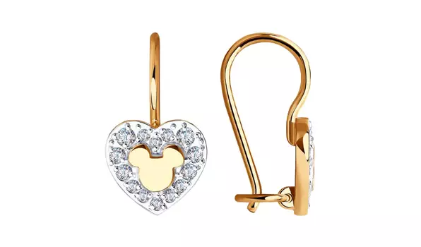 Серьги золотые Sokolov «Микки» с фианитами