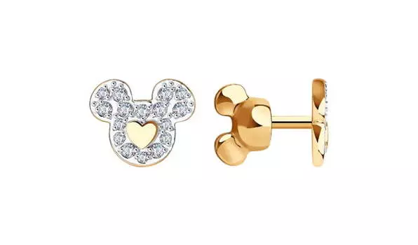 Серьги золотые Sokolov «Микки» с фианитами