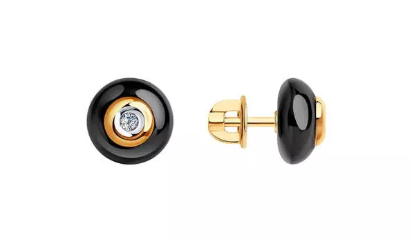 Серьги золотые Sokolov с бриллиантами и керамикой