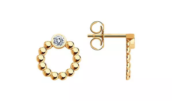 Серьги золотые Sokolov с фианитами